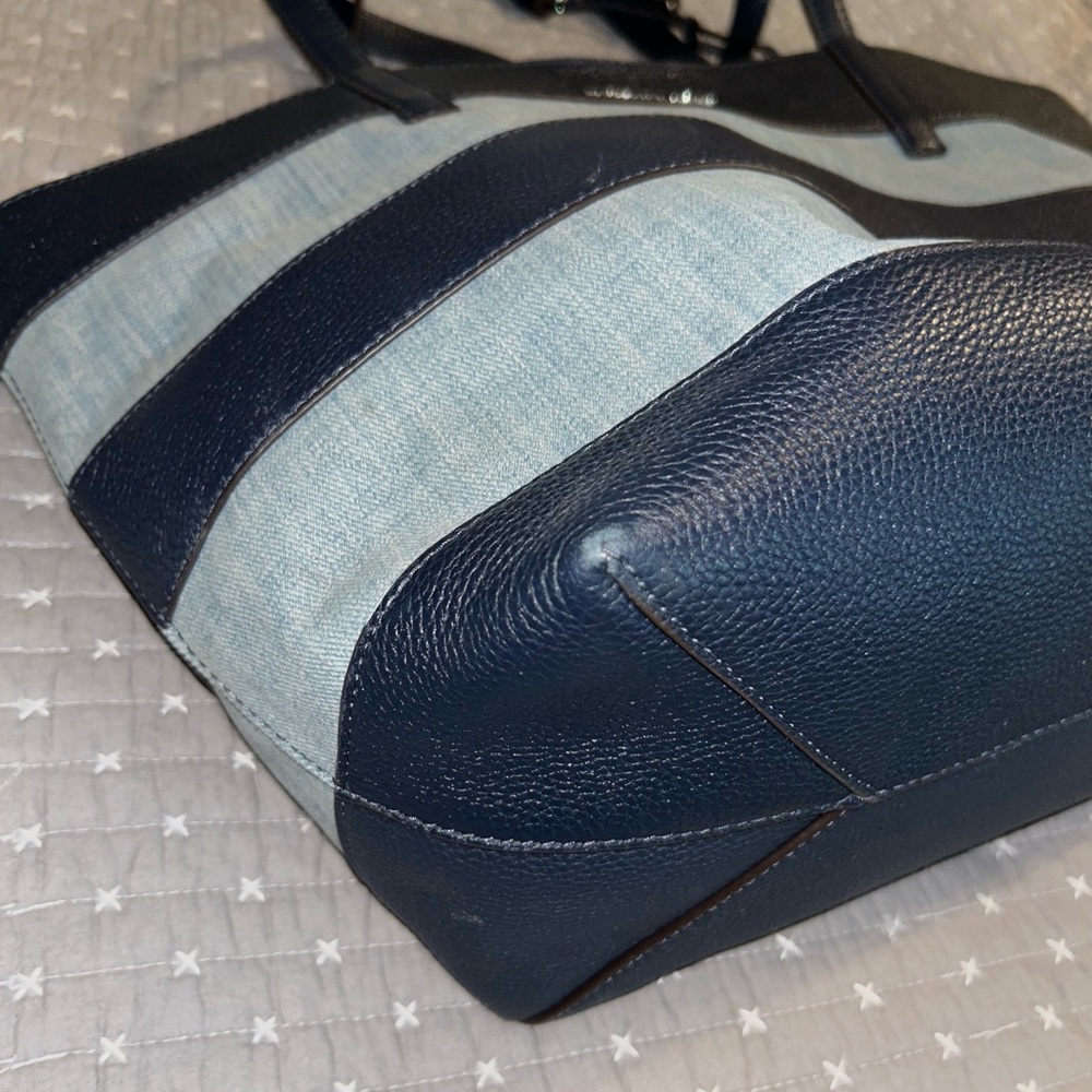 Michael Kors Navy Leather and Denim Striped Tote 👜 - Picture 15 of 16